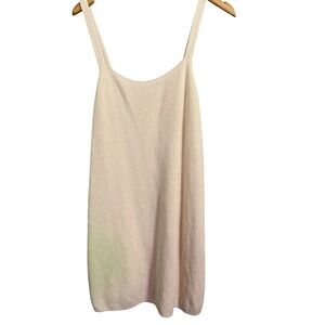 Other‎ Stories Cream Ribbed Knit Slip Dress Suspender Tank Mini